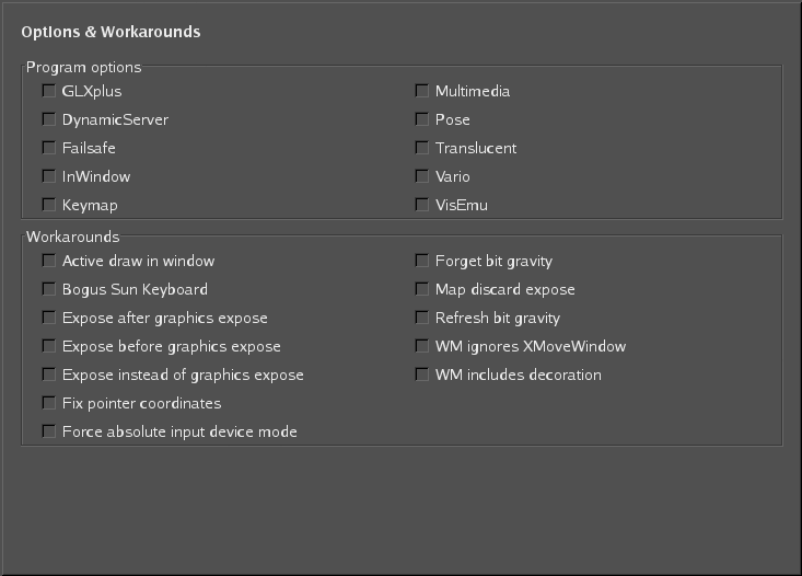 Options and workarounds